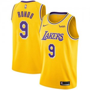 Nike NBA Maillots De Basket Rondo LA Lakers Icon Edition Homme No.9 or