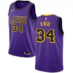 Nike Maillots De Shaquille O'Neal Lakers No.34 Enfant Violet City Edition