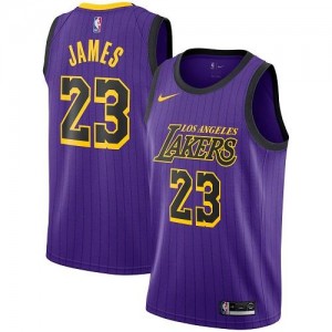 Maillot Basket LeBron James Los Angeles Lakers Nike Violet Homme #23 City Edition