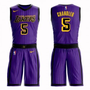 Nike Maillots Basket Tyson Chandler Los Angeles Lakers #5 Enfant Violet Suit City Edition