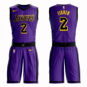 Nike NBA Maillots De Basket Fisher Los Angeles Lakers #2 Suit City Edition Violet Enfant