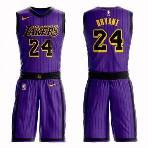 Nike NBA Maillots Basket Kobe Bryant Lakers No.24 Homme Violet Suit City Edition