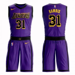 Maillots Basket Rambis Los Angeles Lakers #31 Violet Enfant Nike Suit City Edition