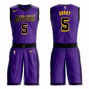 Nike Maillot De Basket Robert Horry LA Lakers No.5 Homme Suit City Edition Violet