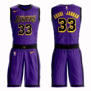 Nike Maillots De Basket Kareem Abdul-Jabbar LA Lakers #33 Suit City Edition Violet Homme