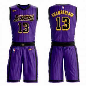 Nike Maillots De Basket Wilt Chamberlain LA Lakers No.13 Suit City Edition Violet Homme