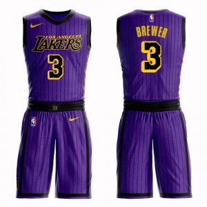 Nike Maillots Basket Brewer Los Angeles Lakers Violet Enfant No.3 Suit City Edition