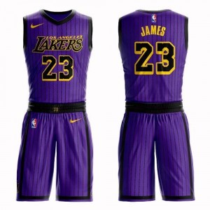Maillot De Basket James Lakers Nike Enfant Violet Suit City Edition #23