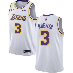 Nike NBA Maillots Corey Brewer Lakers #3 Blanc Homme Association Edition