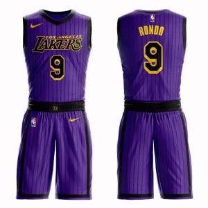 Maillots De Basket Rondo Los Angeles Lakers Suit City Edition No.9 Enfant Violet Nike