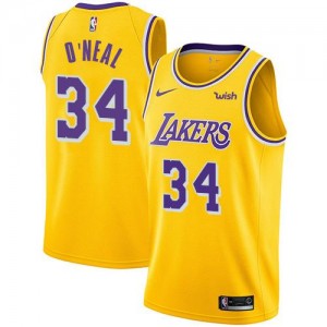 Nike Maillot Basket Shaquille O'Neal LA Lakers #34 Homme or Icon Edition