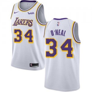 Maillot De Basket O'Neal Lakers Association Edition #34 Homme Blanc Nike