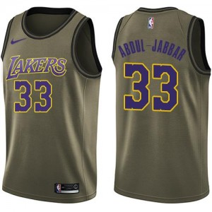 Nike NBA Maillots Basket Abdul-Jabbar Los Angeles Lakers vert Enfant No.33 Salute to Service