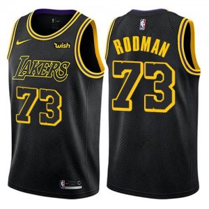 Nike NBA Maillots Rodman Lakers No.73 Noir City Edition Homme