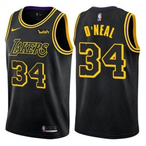 Nike Maillots Basket O'Neal Los Angeles Lakers Homme No.34 City Edition Noir