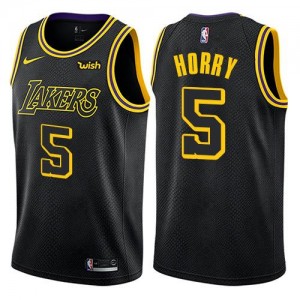 Nike Maillots De Robert Horry LA Lakers Homme No.5 Noir City Edition