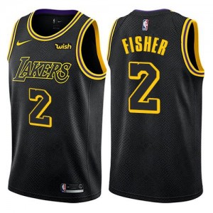 Maillot Basket Derek Fisher LA Lakers City Edition Nike No.2 Noir Homme