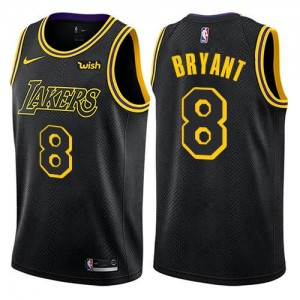 Nike NBA Maillots Basket Kobe Bryant Los Angeles Lakers No.8 City Edition Homme Noir