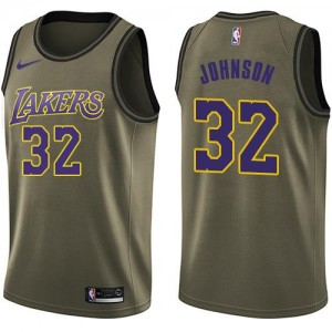 Nike NBA Maillots De Johnson Los Angeles Lakers #32 Homme vert Salute to Service