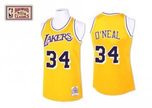 Maillots De Basket Shaquille O'Neal LA Lakers or Mitchell and Ness Throwback #34 Homme
