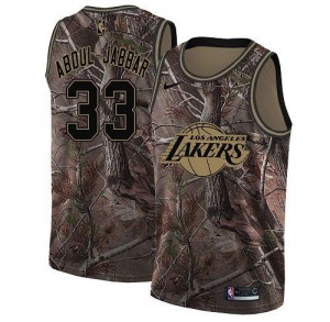 Maillots Basket Kareem Abdul-Jabbar Lakers Camouflage #33 Realtree Collection Nike Homme
