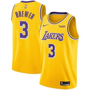 Maillot Basket Corey Brewer Lakers Icon Edition #3 Enfant Nike or