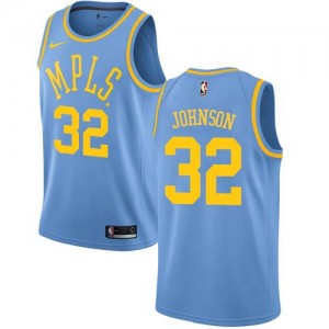 Nike NBA Maillots De Magic Johnson LA Lakers Homme #32 Bleu Hardwood Classics