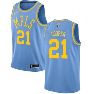 Nike Maillots Cooper Lakers No.21 Bleu Enfant Hardwood Classics