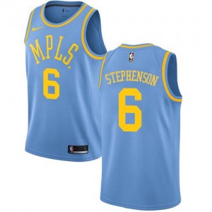 Nike Maillot Stephenson LA Lakers No.6 Bleu Homme Hardwood Classics