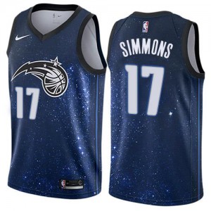 Nike NBA Maillots De Simmons Magic #17 City Edition Bleu Homme