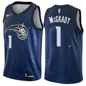 Nike Maillots De Basket Tracy Mcgrady Magic Bleu No.1 Homme City Edition
