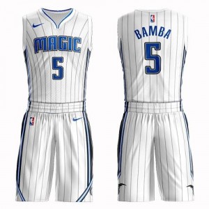 Nike NBA Maillots Basket Mohamed Bamba Magic No.5 Suit Association Edition Homme Blanc