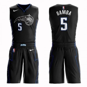 Maillots Basket Mohamed Bamba Magic #5 Suit City Edition Nike Homme Noir