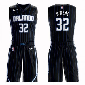 Nike NBA Maillots Basket O'Neal Magic Noir Homme Suit Statement Edition #32