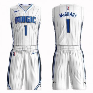 Nike NBA Maillots De Basket Mcgrady Orlando Magic Enfant #1 Suit Association Edition Blanc