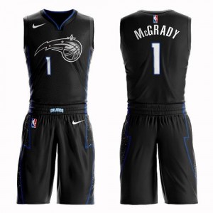 Nike NBA Maillots Tracy Mcgrady Orlando Magic Noir No.1 Enfant Suit City Edition