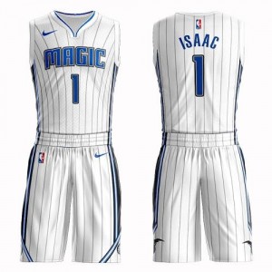 Nike NBA Maillots De Basket Isaac Orlando Magic Homme #1 Suit Association Edition Blanc