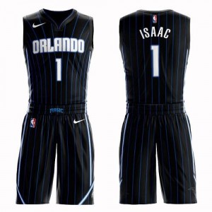 Nike NBA Maillots De Basket Isaac Magic Homme No.1 Noir Suit Statement Edition