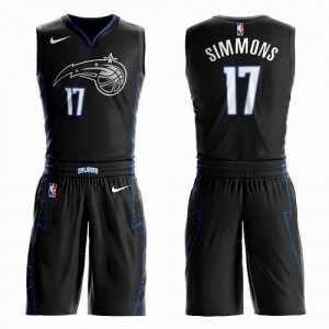 Nike NBA Maillots De Jonathon Simmons Magic #17 Noir Homme Suit City Edition