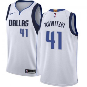 Nike NBA Maillots De Nowitzki Dallas Mavericks Blanc Homme No.41 Association Edition