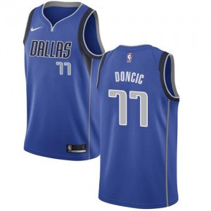 Maillots Basket Doncic Dallas Mavericks Bleu royal No.77 Nike Homme Icon Edition
