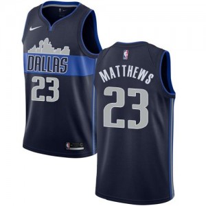 Nike NBA Maillots Basket Wesley Matthews Mavericks #23 bleu marine Statement Edition Homme