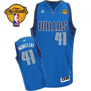 Adidas NBA Maillots Basket Dirk Nowitzki Dallas Mavericks Finals Bleu royal Homme No.41