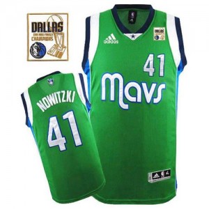 Adidas NBA Maillots De Dirk Nowitzki Dallas Mavericks Homme vert Champions #41