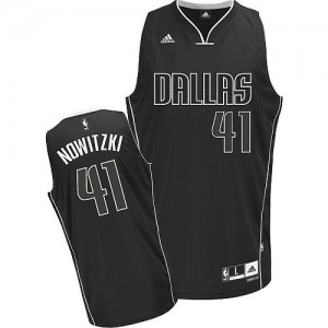 Adidas NBA Maillot De Basket Nowitzki Dallas Mavericks No.41 Homme Fashion Noir / Blanc