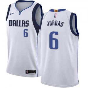Maillots Jordan Dallas Mavericks No.6 Homme Nike Blanc Association Edition