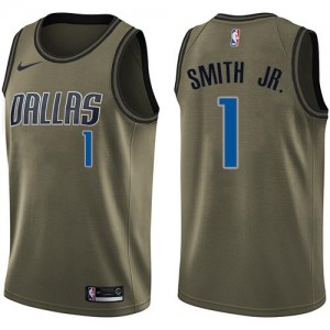 Nike Maillots Dennis Smith Jr. Dallas Mavericks vert Salute to Service #1 Homme