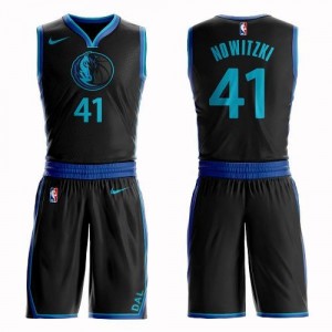 Maillots Basket Dirk Nowitzki Dallas Mavericks Suit City Edition Noir Nike Enfant No.41