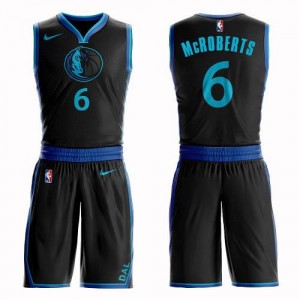 Nike Maillots Basket Josh McRoberts Mavericks #6 Homme Noir Suit City Edition