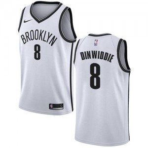 Nike NBA Maillots Dinwiddie Nets Association Edition Homme #8 Blanc
